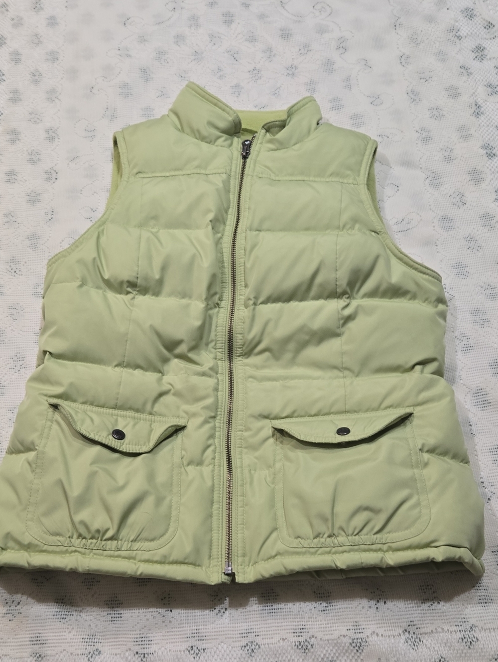 LOFT Light Green Quilted Puffer Vest